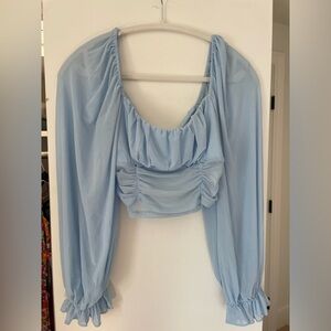 Princess Polly The Penny Top Blue Long Sleeve US 4